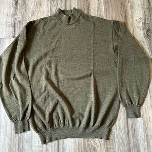 Paolo Mondo Men's 100% Pure Merino Wool Mock Neck Sweater in Gray/Green Size M